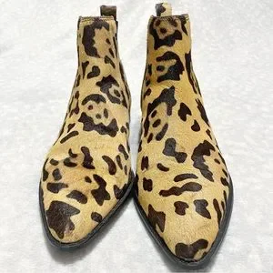 Asos design atom leather cheap chelsea boots in leopard print